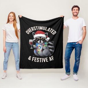 Overstimulated & Festive AF Raccoon Espresso Lover Fleece Blanket