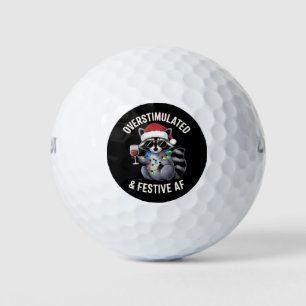 Overstimulated & Festive AF Raccoon Espresso Lover Golf Balls