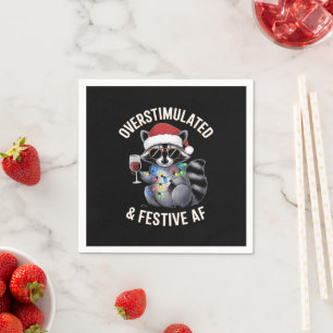 Overstimulated & Festive AF Raccoon Espresso Lover Napkin