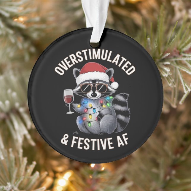 Overstimulated & Festive AF Raccoon Espresso Lover Ornament (Tree)