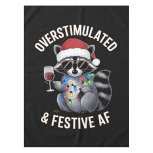 Overstimulated & Festive AF Raccoon Espresso Lover Tablecloth