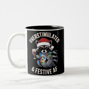 Overstimulated & Festive AF Raccoon Espresso Lover Two-Tone Coffee Mug