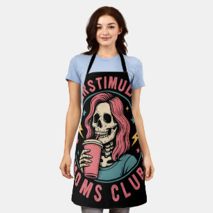 Overstimulated Moms Club Skull Messy Mom Life Apron