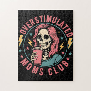 Overstimulated Moms Club Skull Messy Mom Life Jigsaw Puzzle