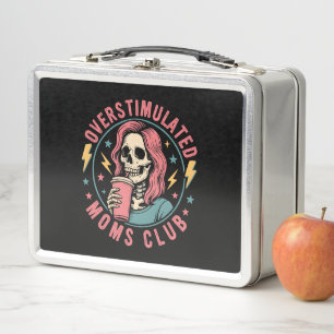 Overstimulated Moms Club Skull Messy Mom Life Metal Lunch Box
