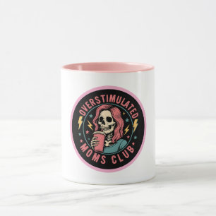 Overstimulated Moms Club Skull Messy Mom Life Mug