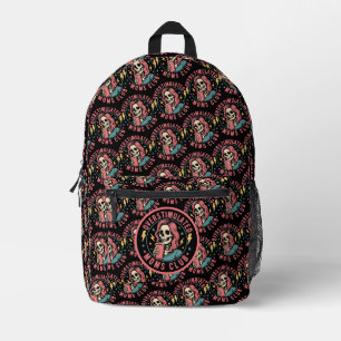Overstimulated Moms Club Skull Messy Mom Life Printed Backpack
