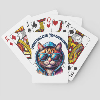 Overstimulated Not Overreacting – Cool Cat Hoodie  Playing Cards