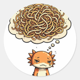 Overthink This Axolotl Burnt Sienna Introvert Humo Classic Round Sticker