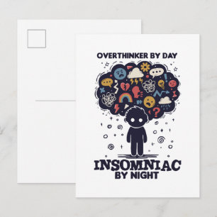Overthinker by day, Insomniac by night Invitation Postcard
