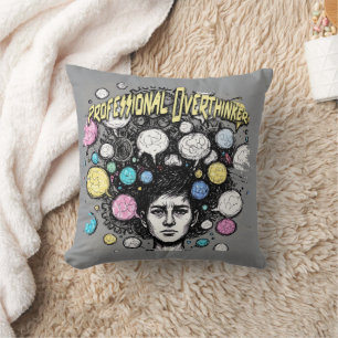 overthinker funny design throw pillow
