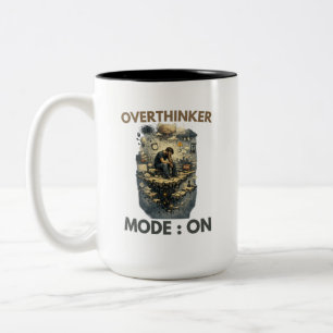 Overthinker Mode On Funny Stress Anxiety Two-Tone Coffee Mug