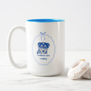 Overthinkers Notice Everything Cute Dog Two-Tone Coffee Mug
