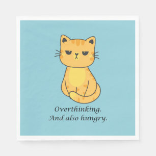 Overthinking And Hungry Orange Cat Napkin