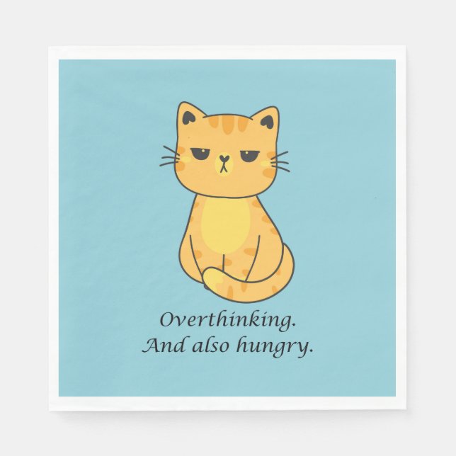 Overthinking And Hungry Orange Cat Napkin (Front)