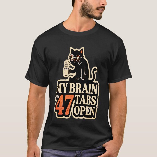 Overthinking Cat Funny Meme T-Shirt (Front)