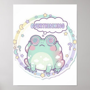 Overthinking Frog Poster Colourful Aesthetic Frog 
