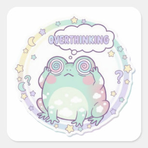 Overthinking Frog Sticker Cute Stressed Frog Meme 