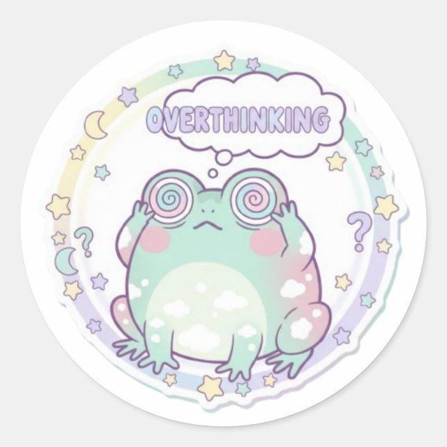 Overthinking Frog Sticker Cute Stressed Frog Meme  (Front)