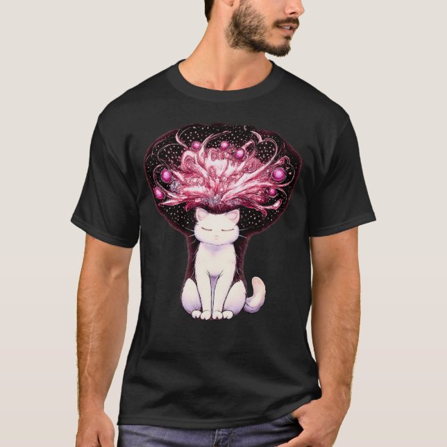 Overthinking Mind Cosmic Chaos Cat T-Shirt (Front)