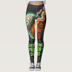 Overthinking Processor Overload Funny Tech Brain D Leggings