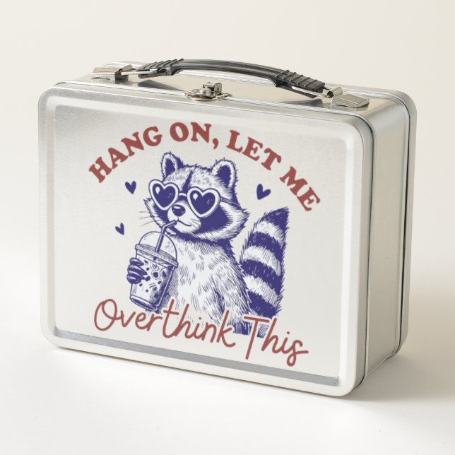 Overthinking Raccoon Metal Lunch Box (Front)