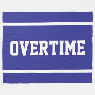OVERTIME Athletic White Text Stripes On Deep Blue Fleece Blanket