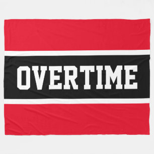 OVERTIME Sporty Fun Bright Red White Black Stripes Fleece Blanket