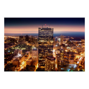 Overview of Boston at night Poster