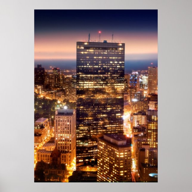 Overview of Boston at night Poster (Front)