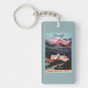 Overview of the Banff Springs Hotel Poster Keychain
