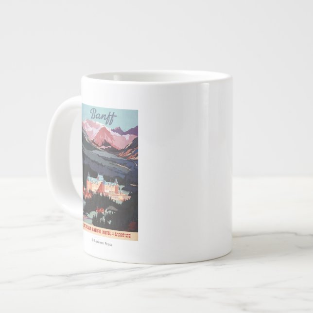 Overview of the Banff Springs Hotel Poster Large Coffee Mug (Front Left)