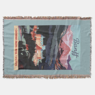 Overview of the Banff Springs Hotel Poster Throw Blanket