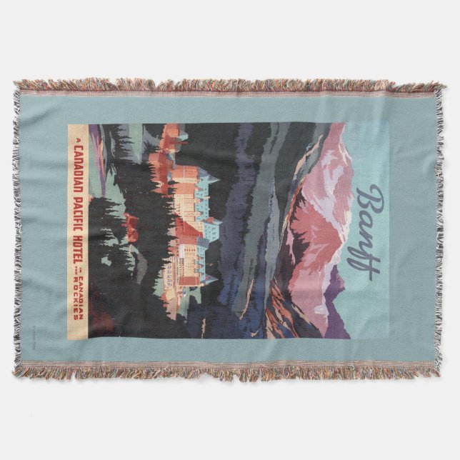 Overview of the Banff Springs Hotel Poster Throw Blanket (Front)