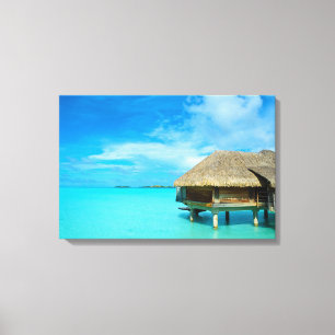 Overwater bungalow on Bora Bora canvas print