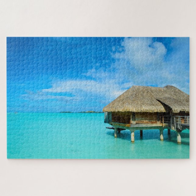 Overwater bungalow on Bora Bora island Jigsaw Puzzle (Horizontal)
