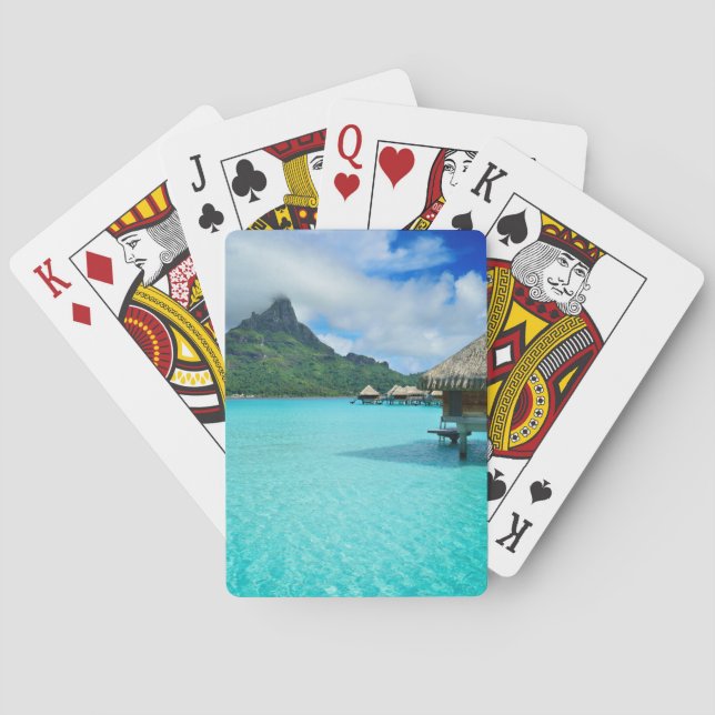 Overwater bungows in Bora Bora lagoon poker deck (Back)