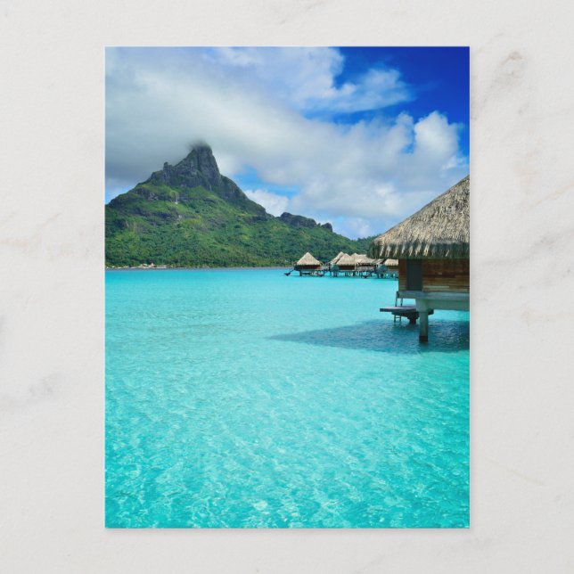 Overwater bungows in Bora Bora vertical postcard (Front)