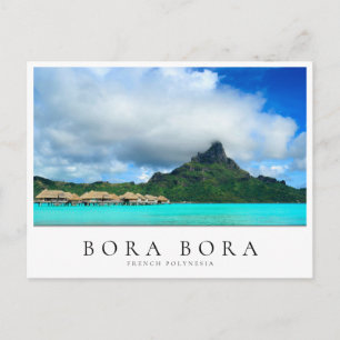 Overwater resort and Bora Bora island, Polynesia Postcard