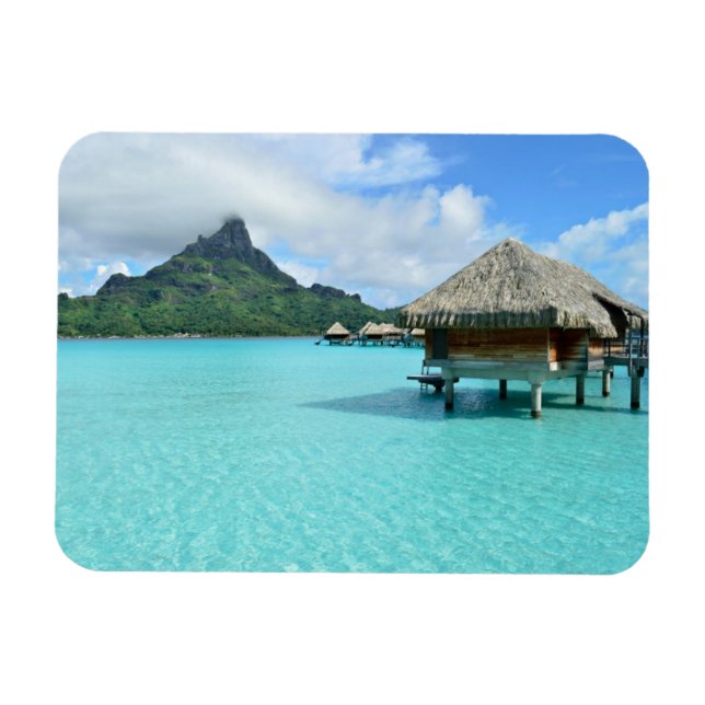 Overwater resort on Bora Bora rectangular magnet (Horizontal)