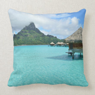 Overwater resort on Bora Bora throw pillow