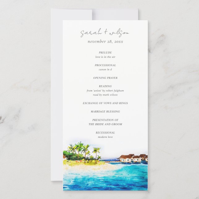 Overwater Villa Seascape Beach Programme de mariag (Devant)