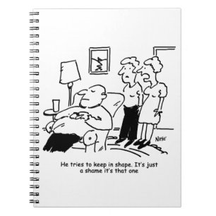 Overweight Unfit Obese Man Tries to Keep Fit Funny Notebook