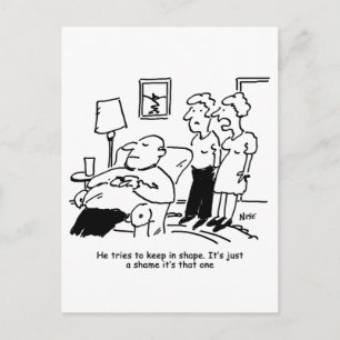 Overweight Unfit Obese Man Tries to Keep Fit Funny Postcard