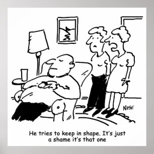 Overweight Unfit Obese Man Tries to Keep Fit Funny Poster