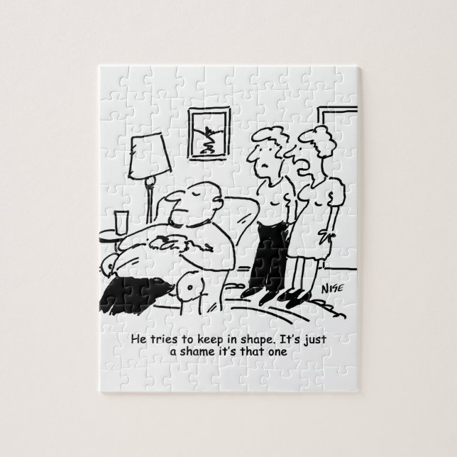 Overweight Unfit Obese Man Tries to Keep in Shape Jigsaw Puzzle (Vertical)
