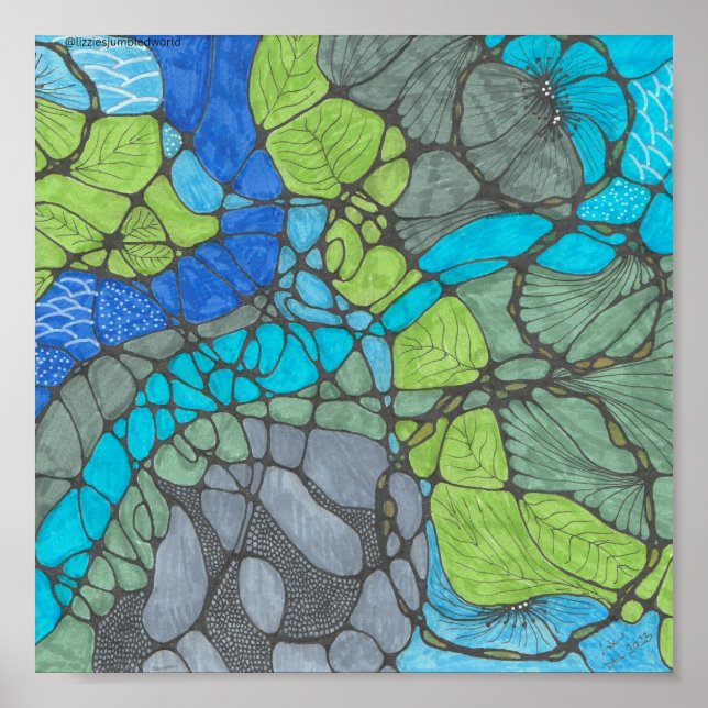 Overwhelmed doodle print 8x8in. (Front)