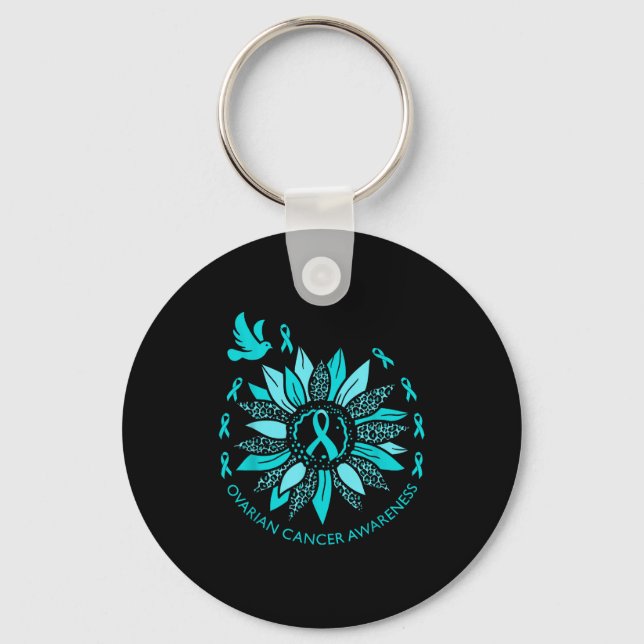 Ovian Cancer Awareness Teal Ribbon Suprt Squad Wom Keychain (Front)