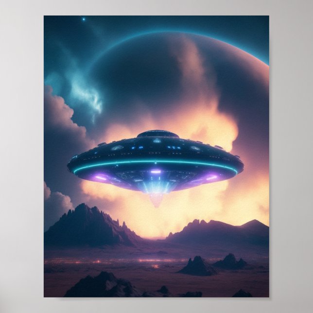 OVNI Espace Alien Affiches numériques et art mural (Devant)