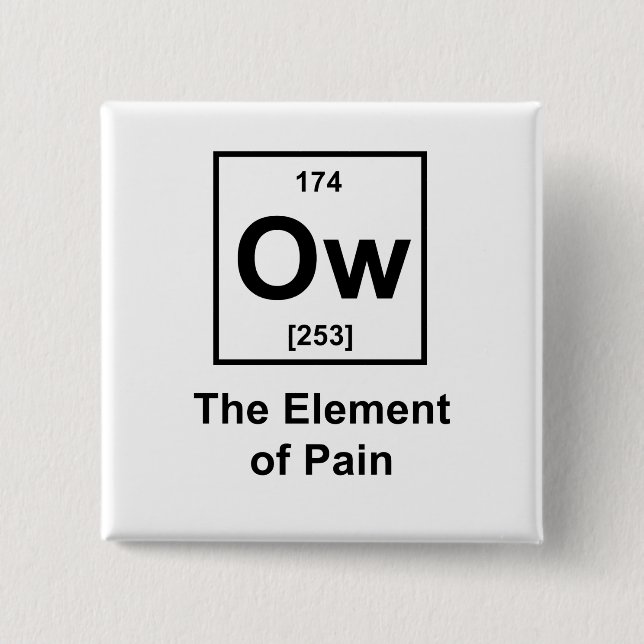 Ow, The Element of Pain 2 Inch Square Button (Front)